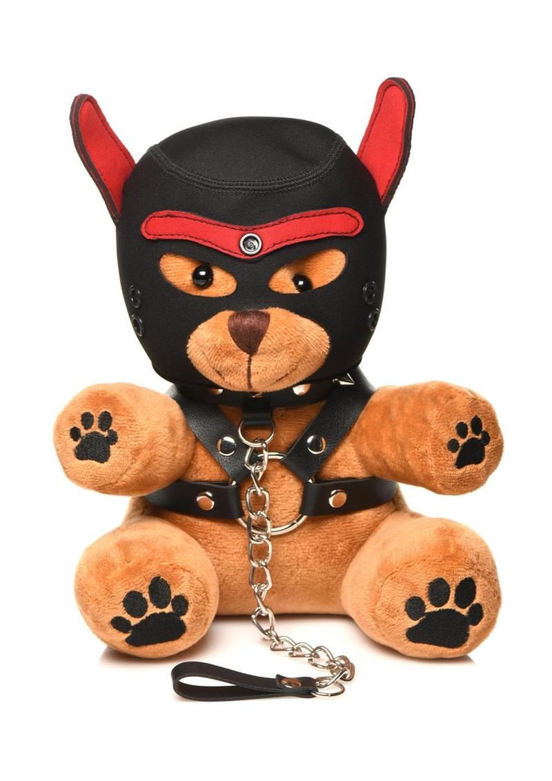 Master Series Pup Bear Hooded BDSM Teddy Leather Harness And Chain