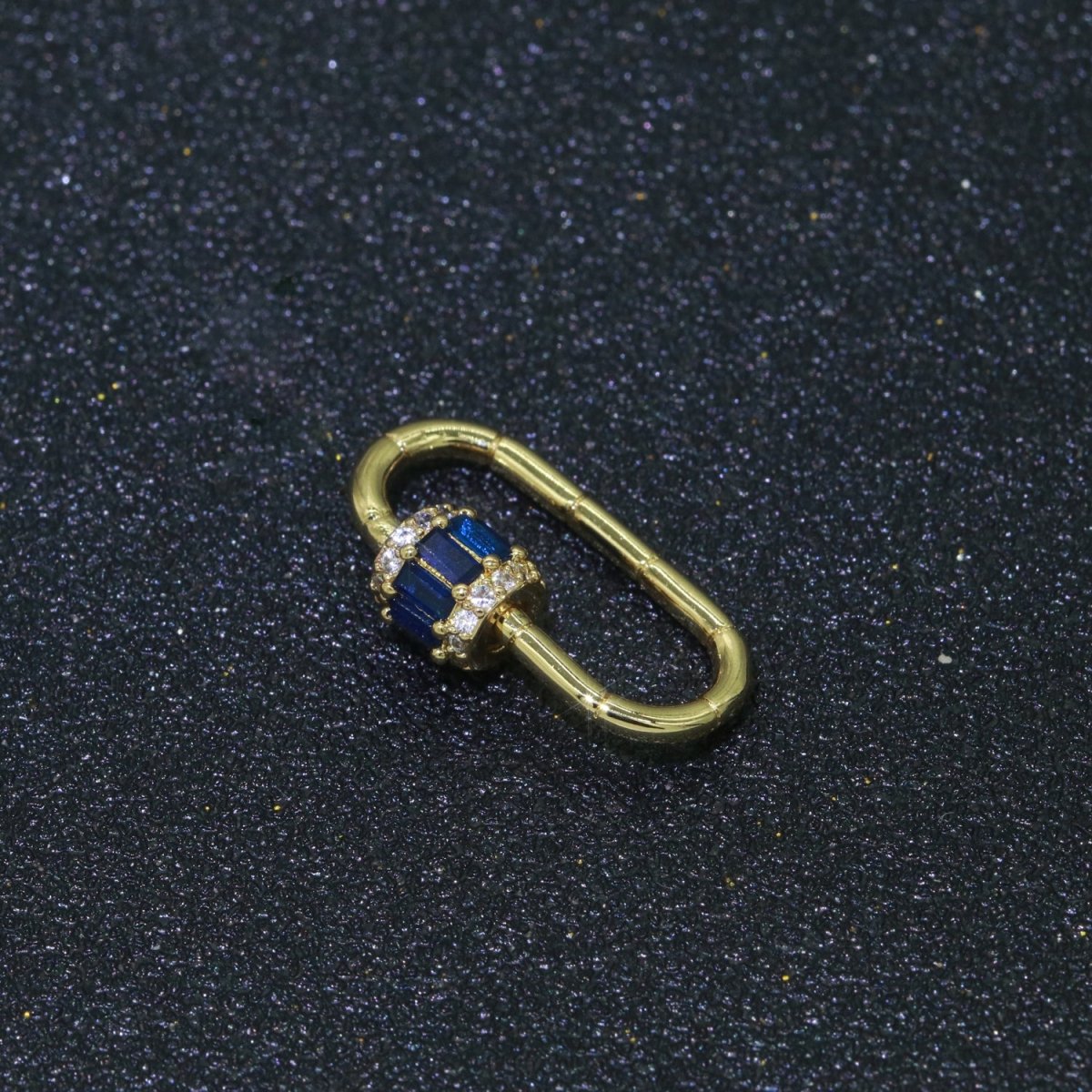 Micro Pave Diamond Heart w/ Screw Mechanism Clasp, Gold Clear Carabiner Snap Lock Supply for heavier chain connector L-334~L-337