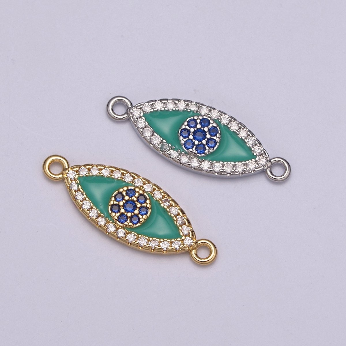 Micro Pave Evil Eye Connector Gold / Silver Eye Connector for Bracelet Link Connector Y-418 -Y-419