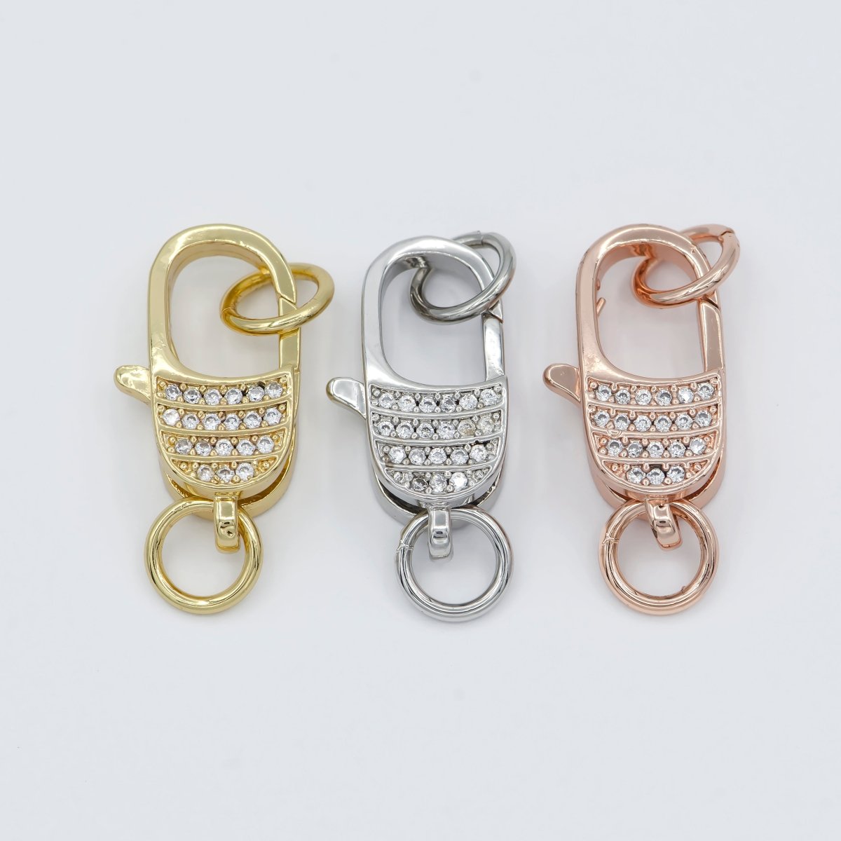 Micro Pave Gold Filled CZ Lobster Clasp End Clasp For DIY Jewelry Making Necklace Bracelet Anklet L-301~L-304