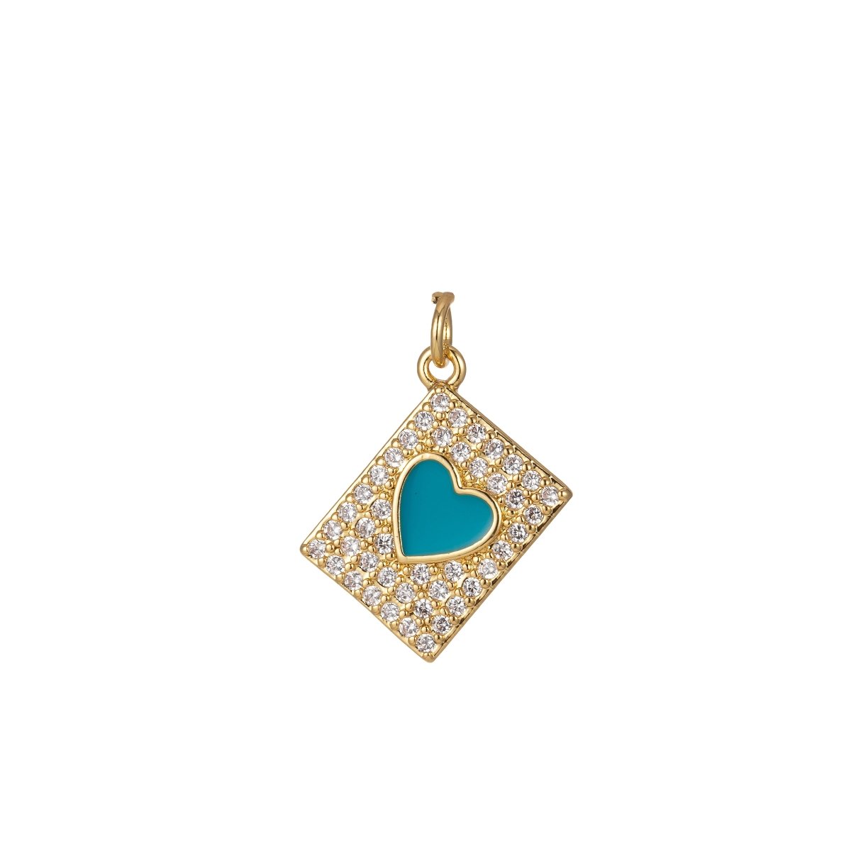 Micro Pave Tag Charm Cubic Heart Enamel Pendant E-892-E-898