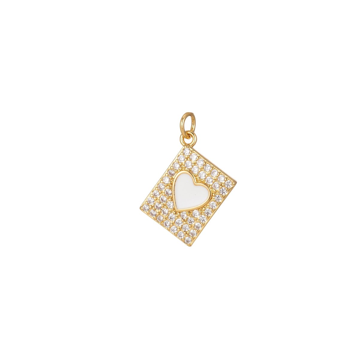 Micro Pave Tag Charm Cubic Heart Enamel Pendant E-892-E-898