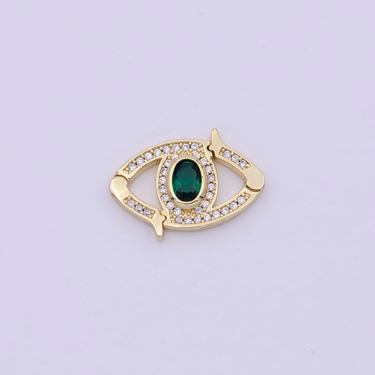 Mini 24k Gold CZ Micro Pave Clasp Evil Eye Lock Clasp, Interlock Micro pave Clasp Fastener for Bracelet Necklace Connector Clasp L-566 L-567