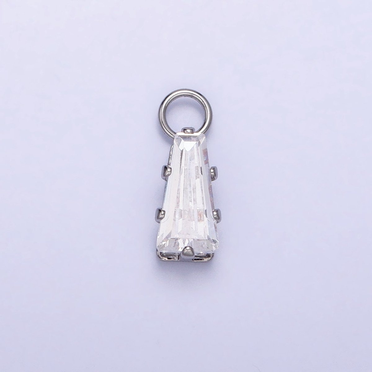 Mini Baguette Cubic Zirconia Charm, Tiny Clear CZ Charm in Gold Silver for Jewelry Making Supply AC422 AC423
