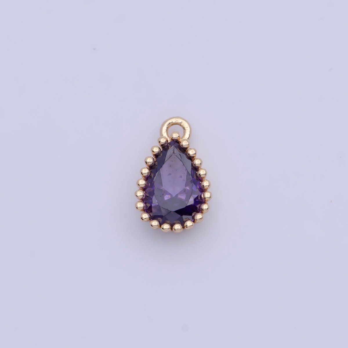 Mini BIRTHSTONE Cubic Zirconia Teardrop Gold Charm Component Add on For Jewelry Making C-230 C-265 C-291 C-297 C-315 C-337 C-363 C-365 AG-140~AG-143