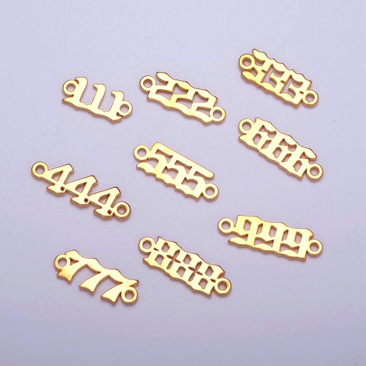 Mini Gold Filled Angel Number Charm Connector Lucky Number for Necklace Bracelet Component G-856~G-864