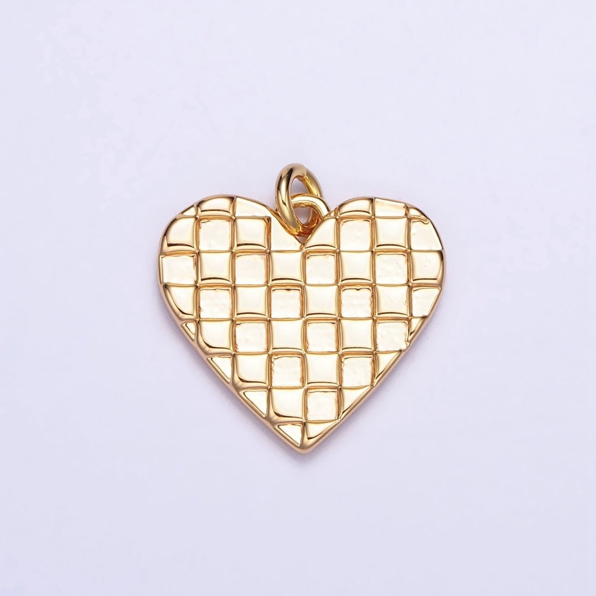 Mini Gold Filled Heart Pendant, Checker Heart Charm Love Pendant N-296 AC-399