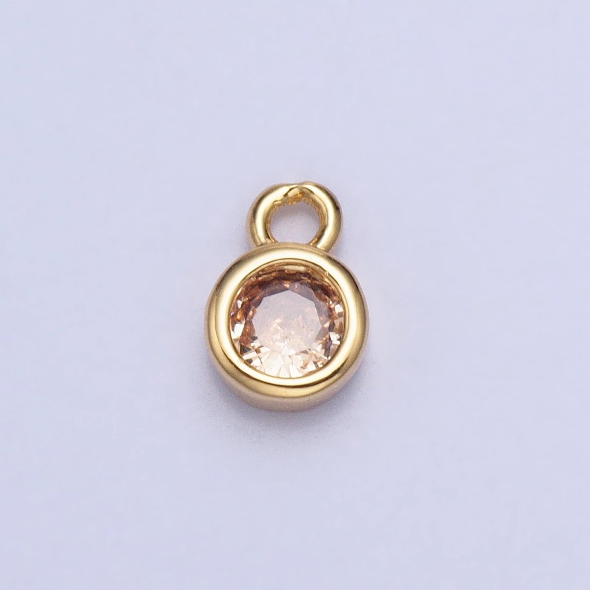 Mini Gold Full Brilliant Cut Cubic Zirconia Bezel Cut Charm Pendant for add on charm AC482 - AC489