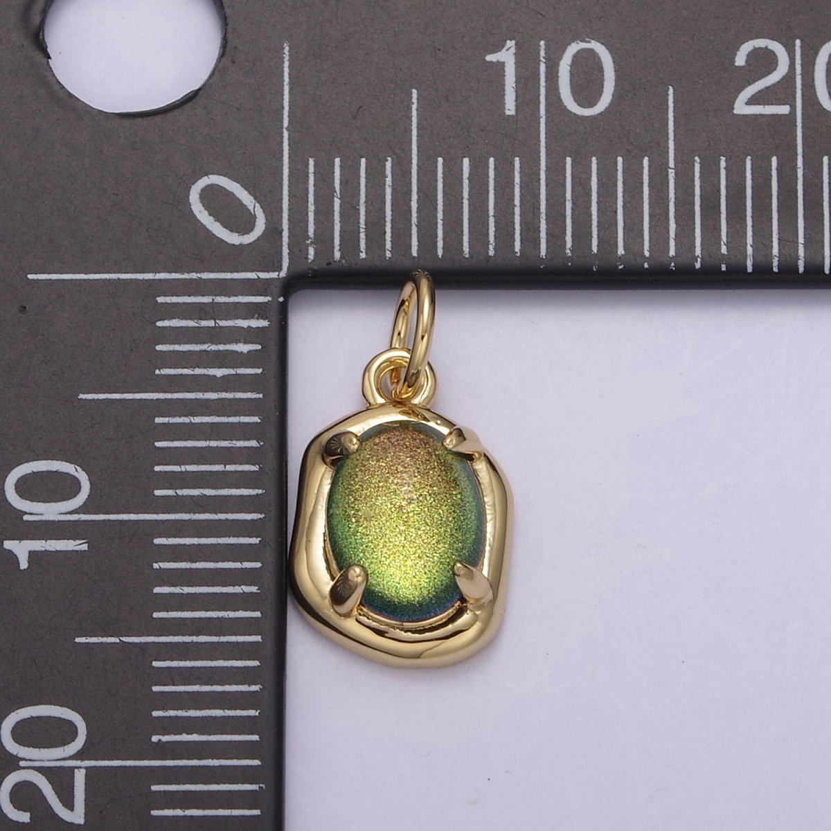 Mini Gold Oval Charm with Opal Stone for Minimalist Jewelry N-466 N-467