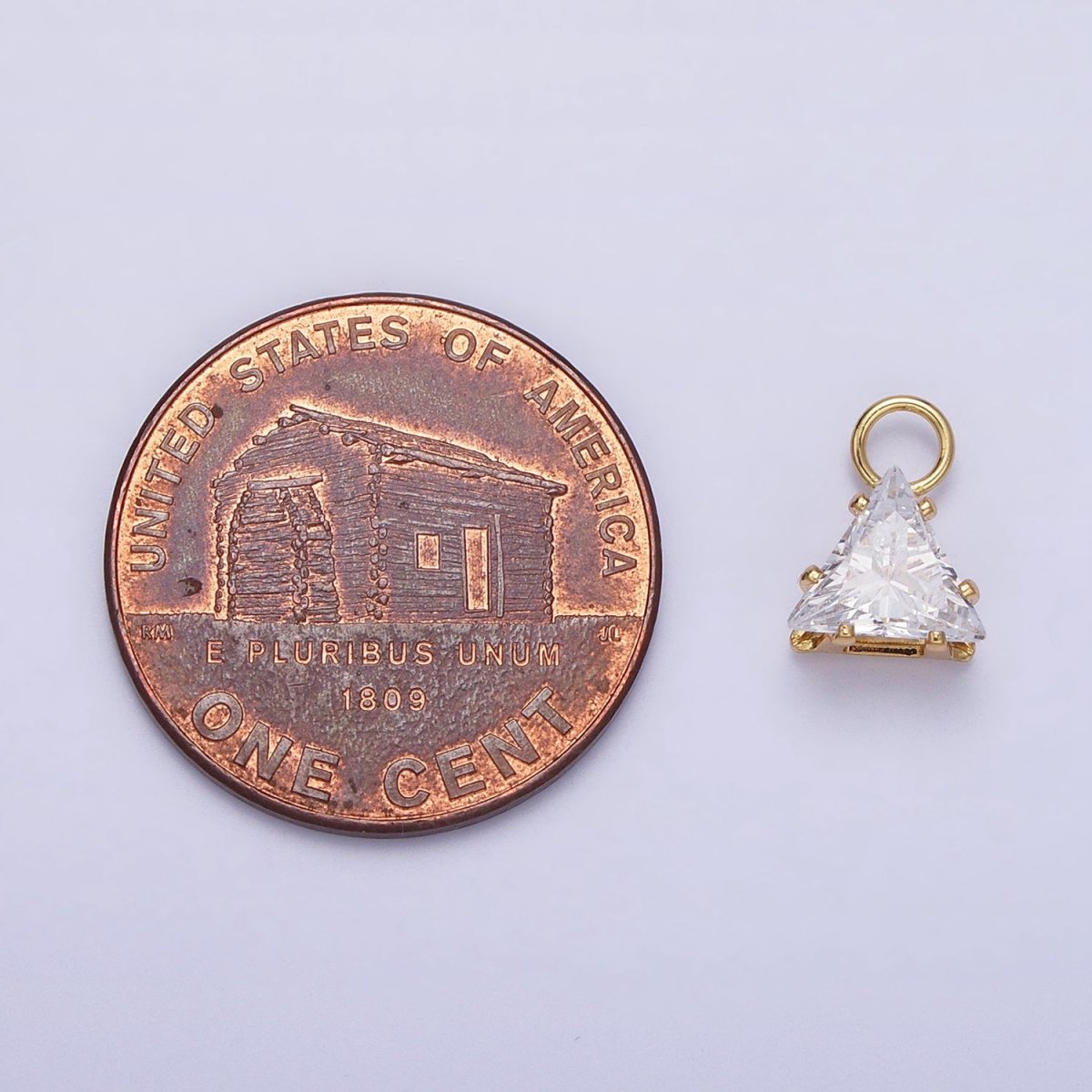 Mini Gold Triangle Cubic Zirconia Charm, Tiny Clear CZ Charm add on Charm for Bracelet Earring Necklace Supply AC-420 AC-421