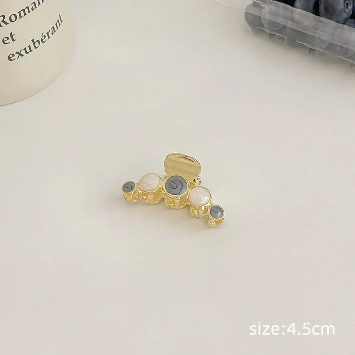 Gold Pearl Rhinestone Mini Hair Clip