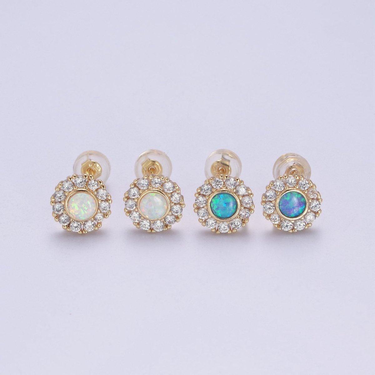 Mini Opal Floral Stud Earring Cartilage Earring, Gold Flower stud, dainty gold Minimalist Jewelry Pushback stud L-613