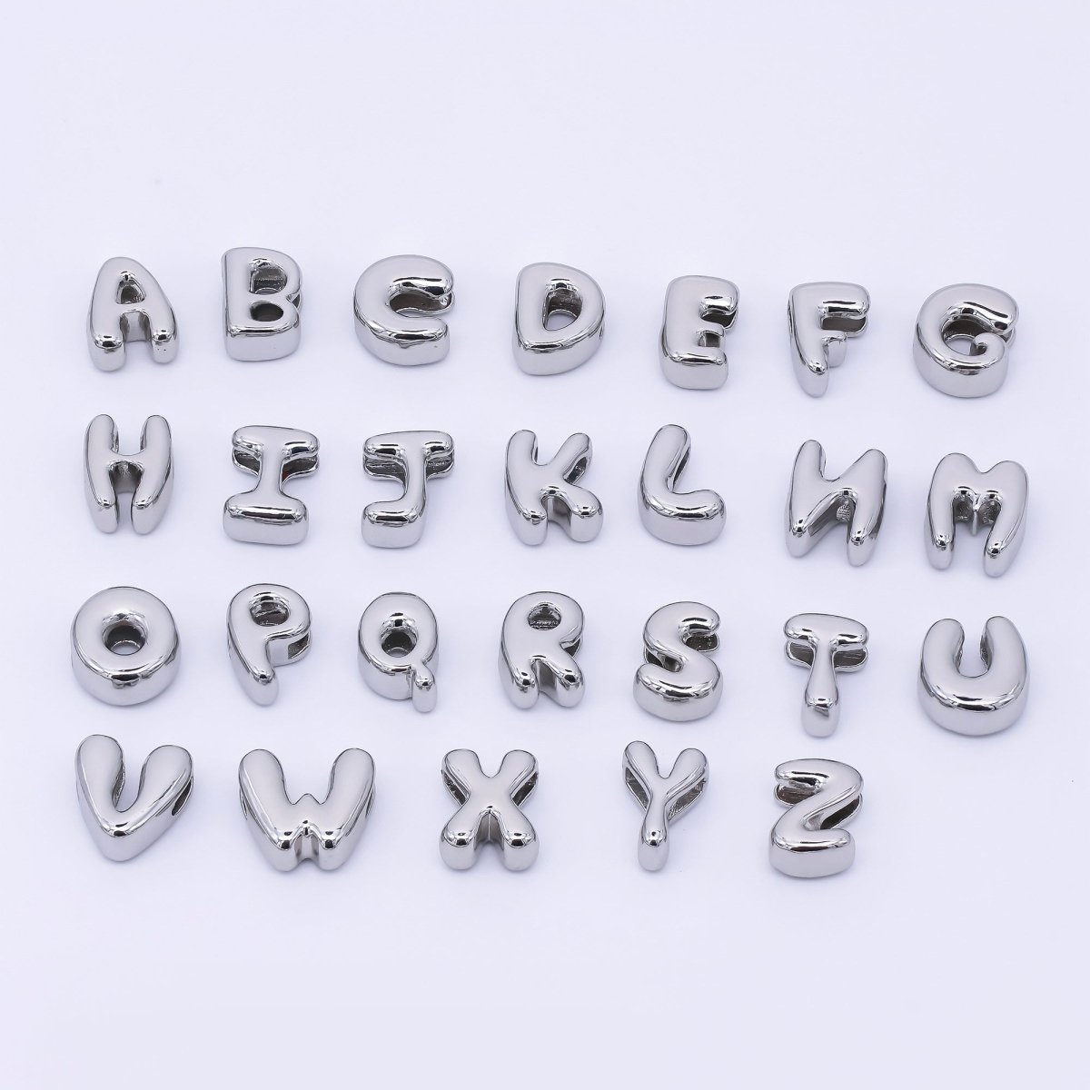Mini Silver 8mm Initial Letter Alphabet Chubby Spacer Bead | AF040 - AF052