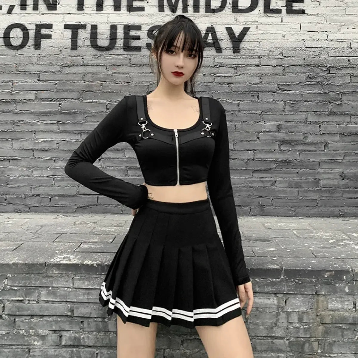 Harajuku Gothic Pleated Mini Skirt β Punk High Waist Patchwork Style