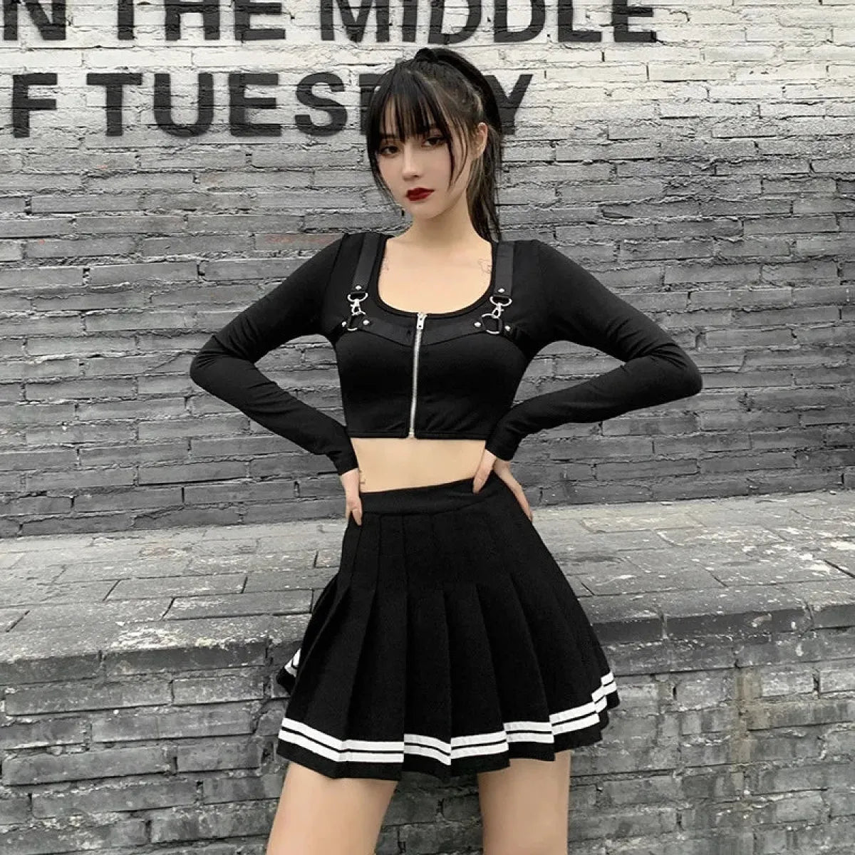 Harajuku Gothic Pleated Mini Skirt β Punk High Waist Patchwork Style