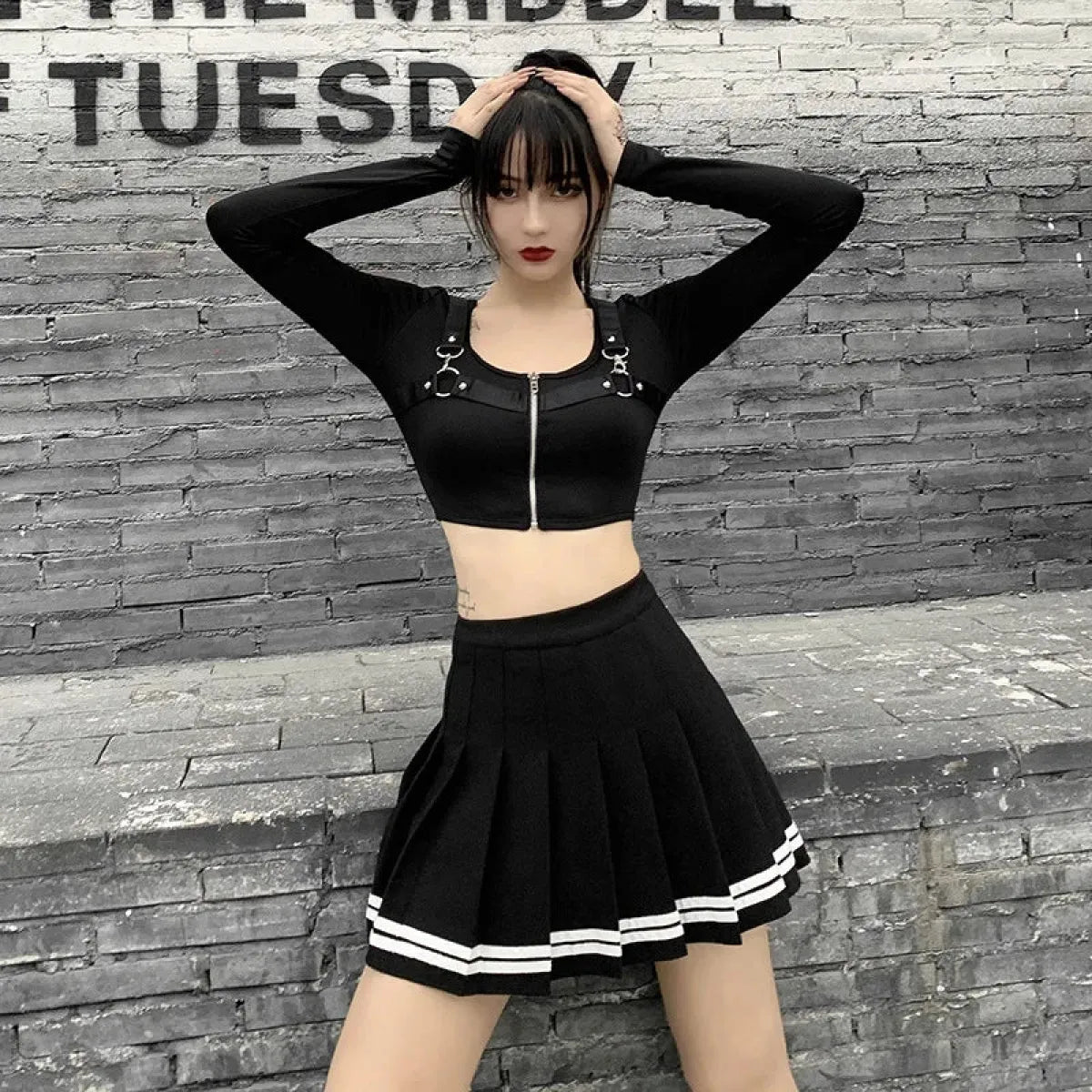 Harajuku Gothic Pleated Mini Skirt β Punk High Waist Patchwork Style