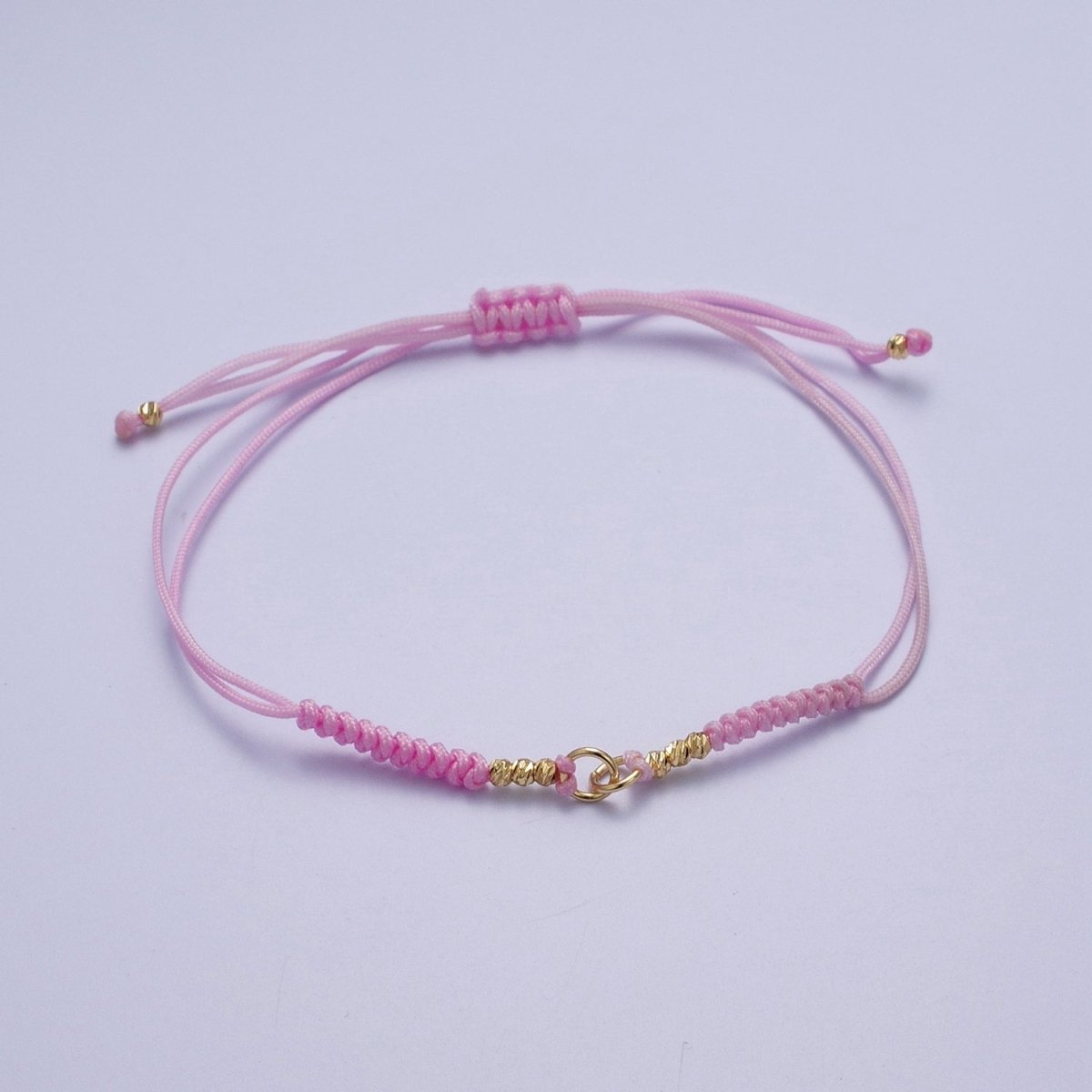 Minimalist Fabric Knot Pink/White Bracelet Making Supply Jewelry Component K-021 L-936