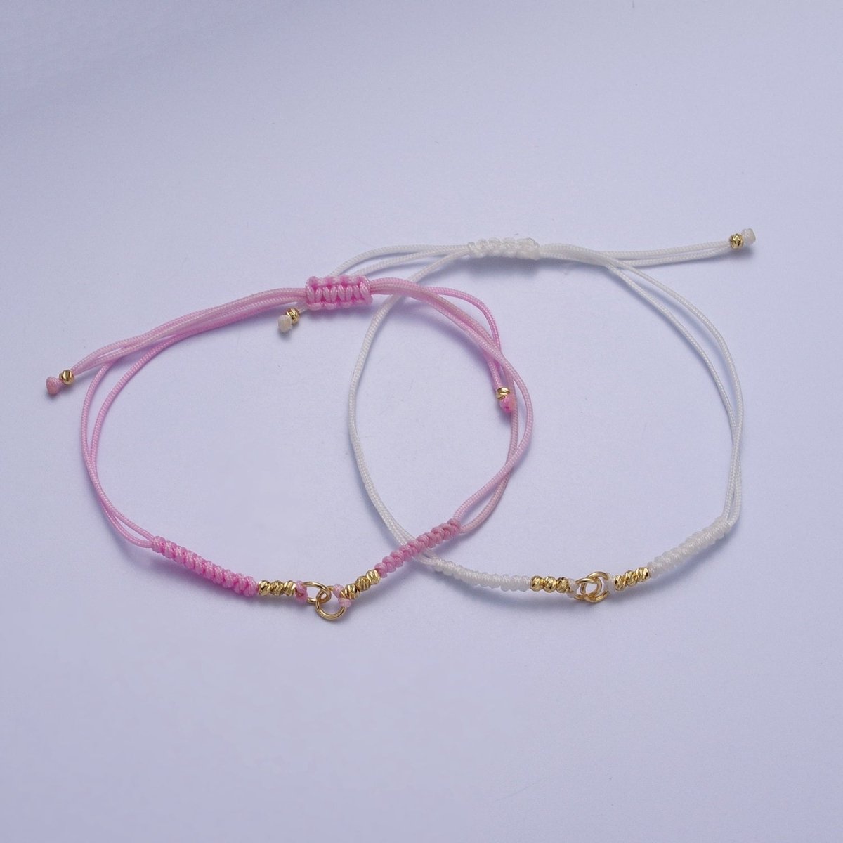 Minimalist Fabric Knot Pink/White Bracelet Making Supply Jewelry Component K-021 L-936