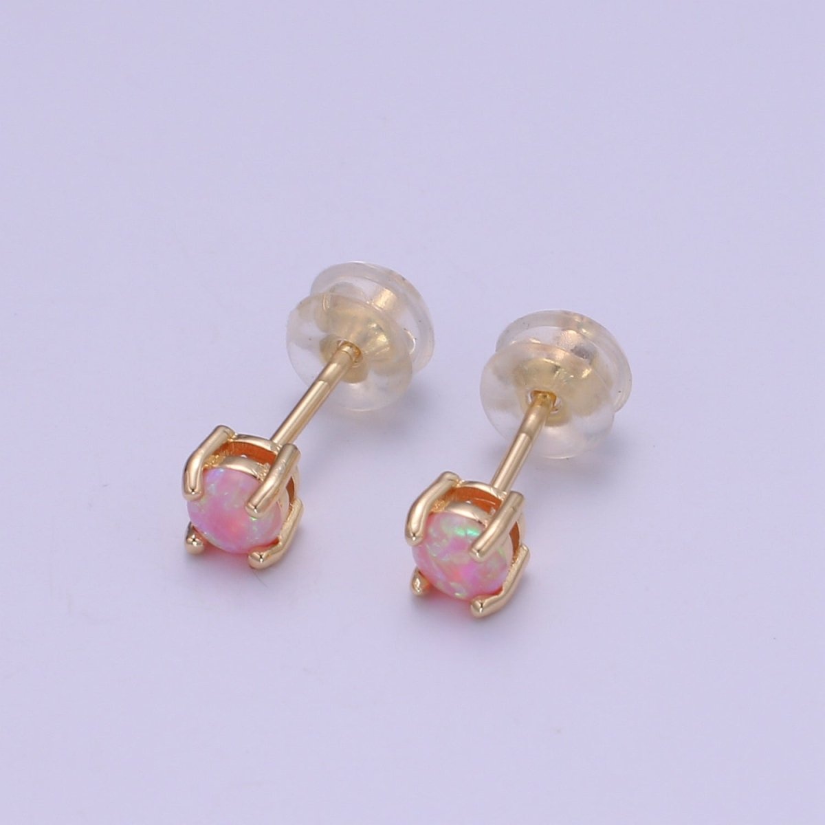 Minimalist Opal Stud Earrings in 18k Gold Filled Earring Pink Blue White Opal, Tiny Circle Dot Jewelry Dainty Stud Earring for gift P-073~P-075
