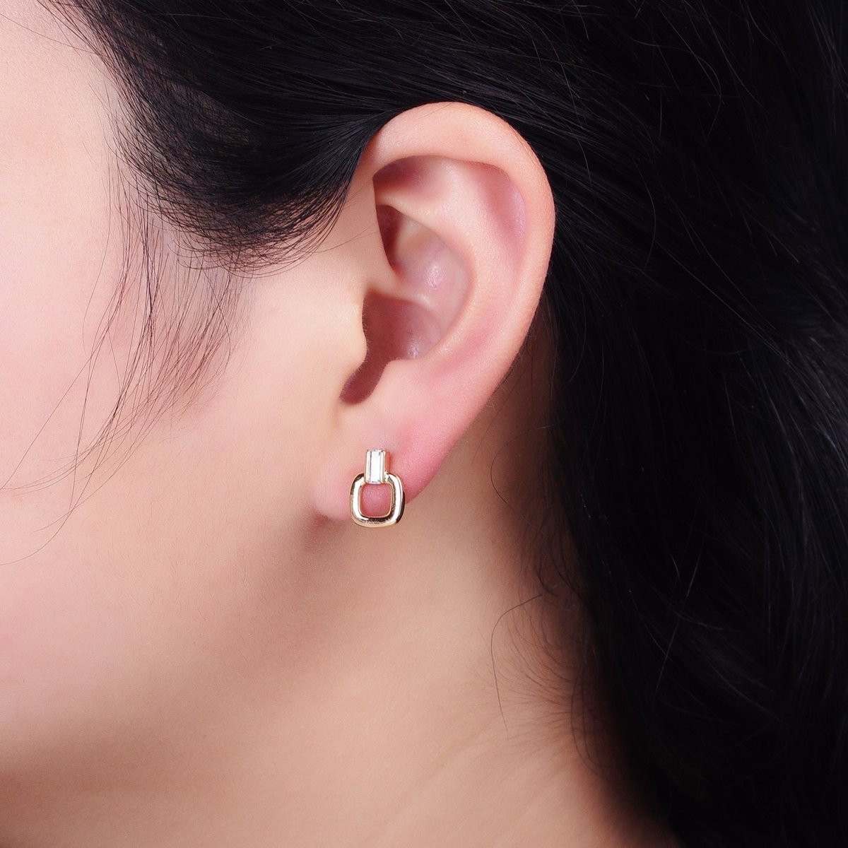 Minimalist Square Stud Earrings, Silver and Gold Modern Geometric Stud Earrings AB641 AB642