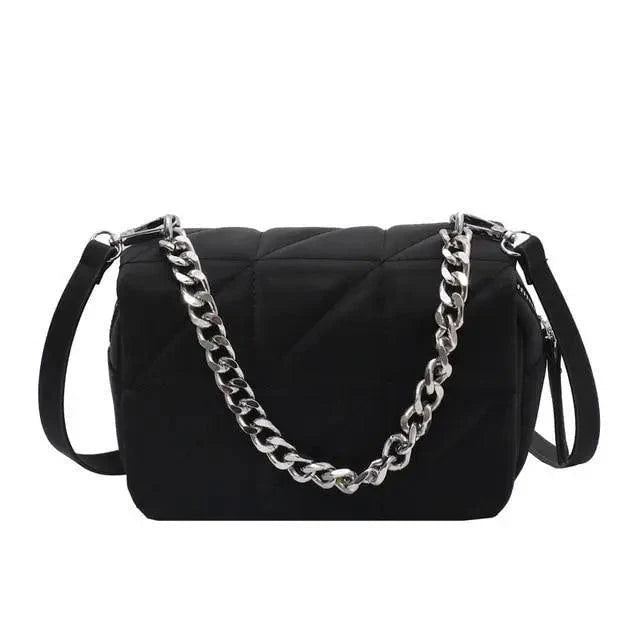 Modern Designer Metal Chain Clutches , Mini Shoulder Bag Satchel Style Nylon Small Crossbody Bags For Women And Girls