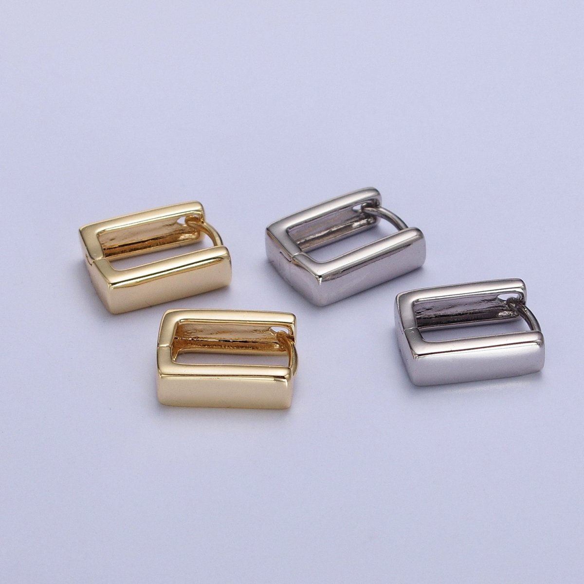Modern Geometric Square Hoop Earrings in Gold, Silver Geometric Jewelry Rectangle Huggie Earring AB-305 AD-798
