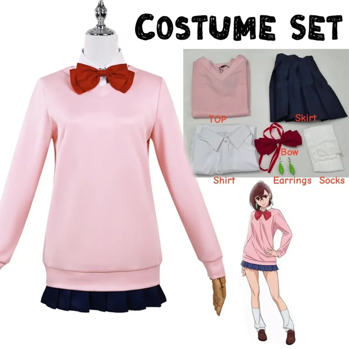 Momo Ayase Cosplay Costume β Dandadan School Uniform Set with Accessories