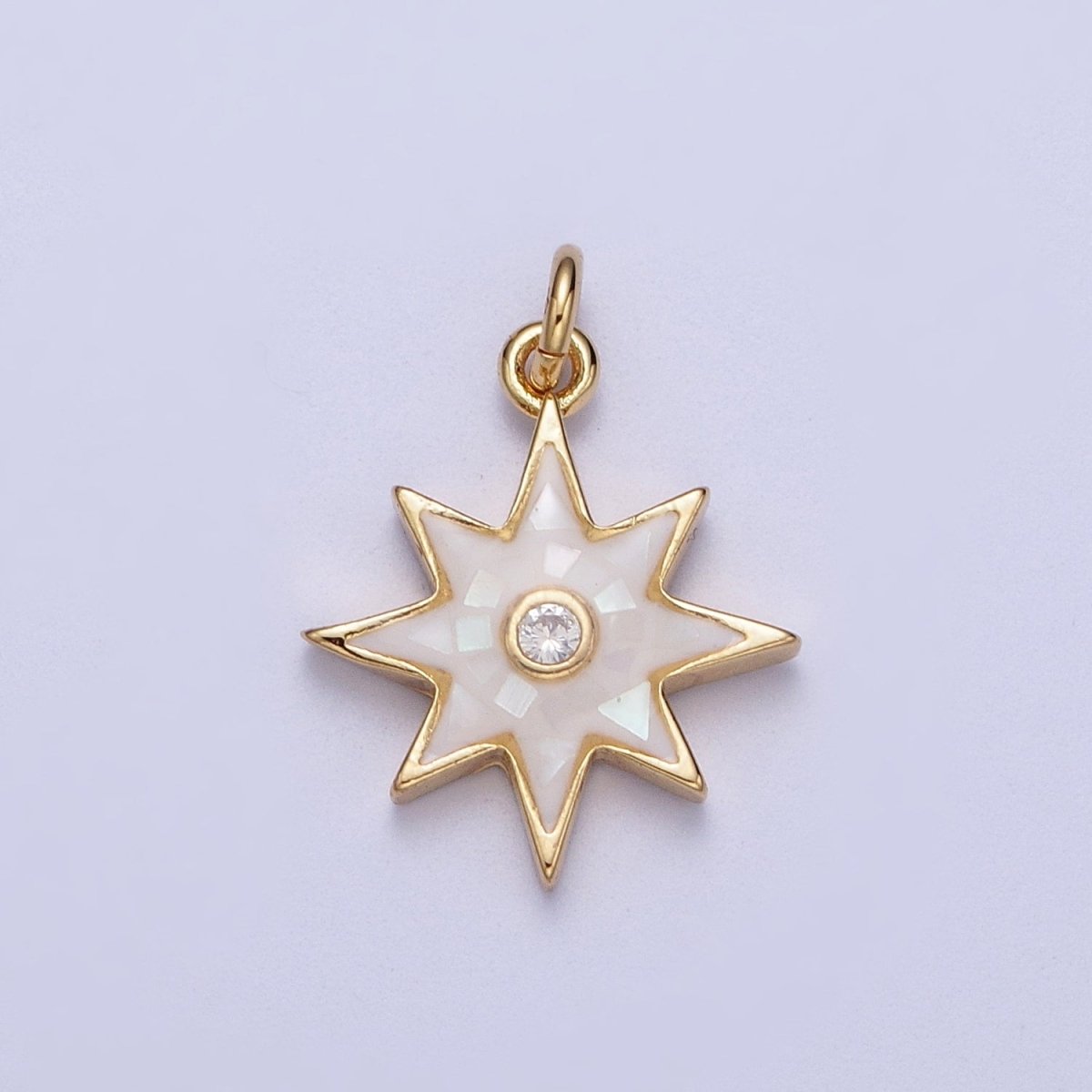 Natural Green Pink White Blue Black Shell North Star Shape Charm in Gold for Celestial Jewelry| X-774 - X-778