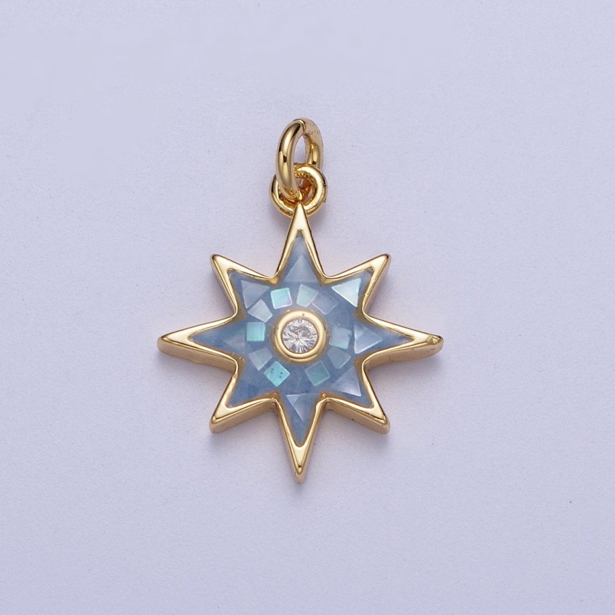 Natural Green Pink White Blue Black Shell North Star Shape Charm in Gold for Celestial Jewelry| X-774 - X-778