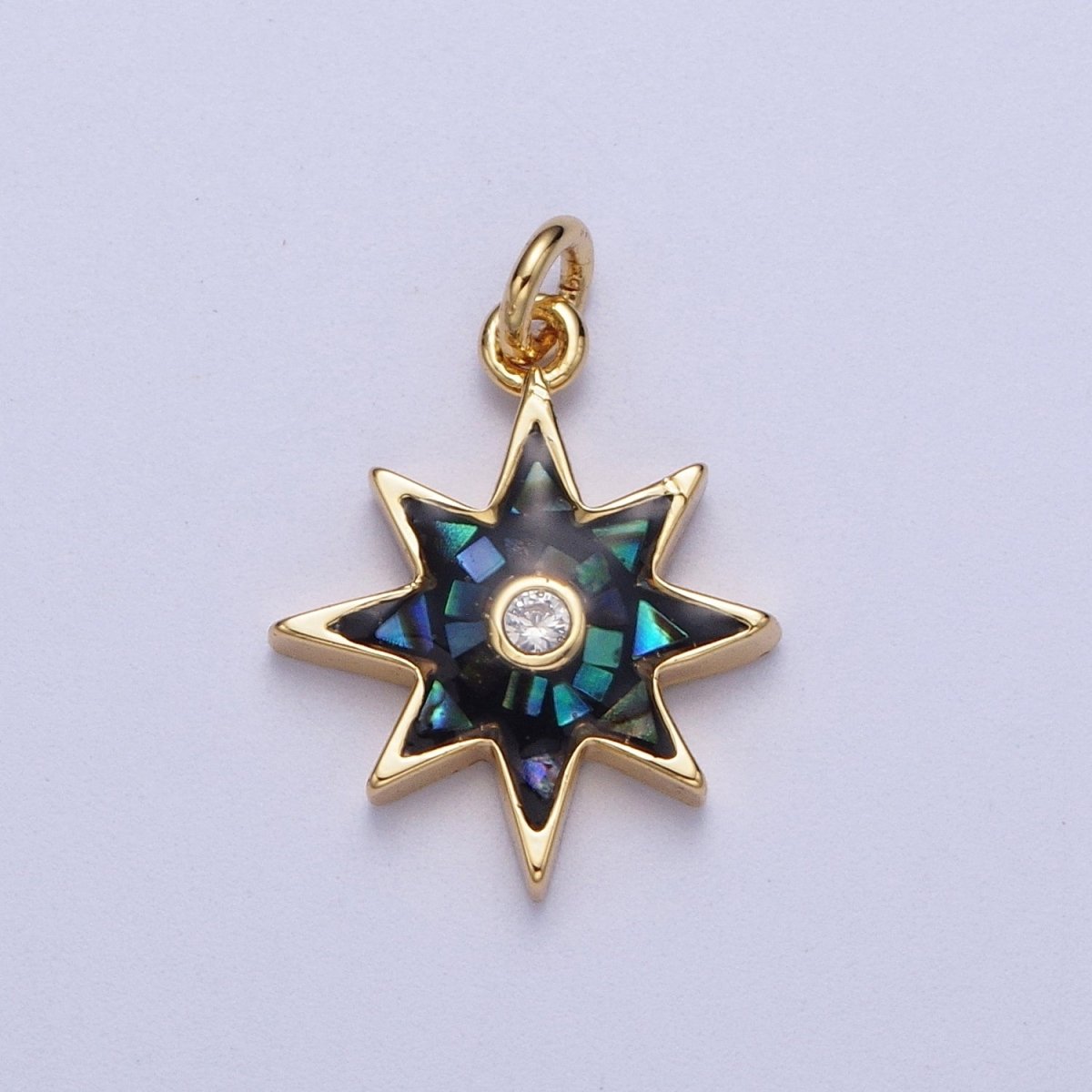 Natural Green Pink White Blue Black Shell North Star Shape Charm in Gold for Celestial Jewelry| X-774 - X-778