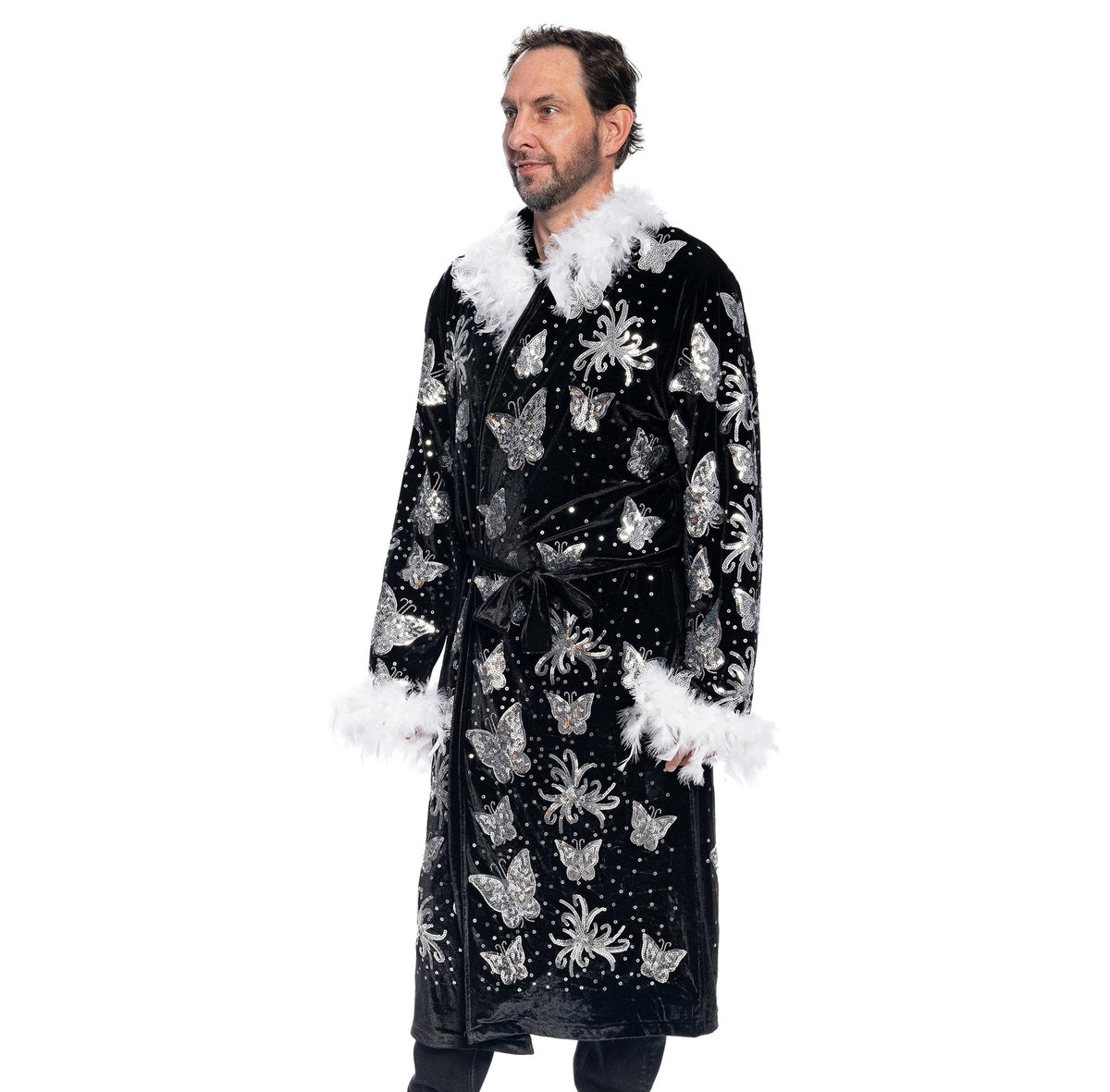 Nature Boy Flair Wrestler Deluxe Robe Halloween Costume Black