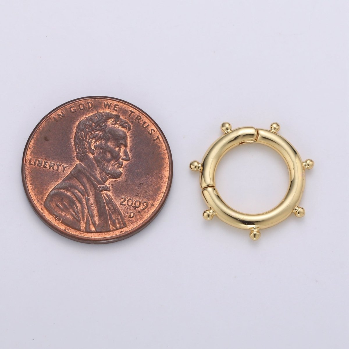 Nautical Gold Spirng Gate Ring, Gold Filled Pull Gate Ring, Ferris Wheel Gold Filled Carabiner Clasp For Connector Wristlet Holder L-092