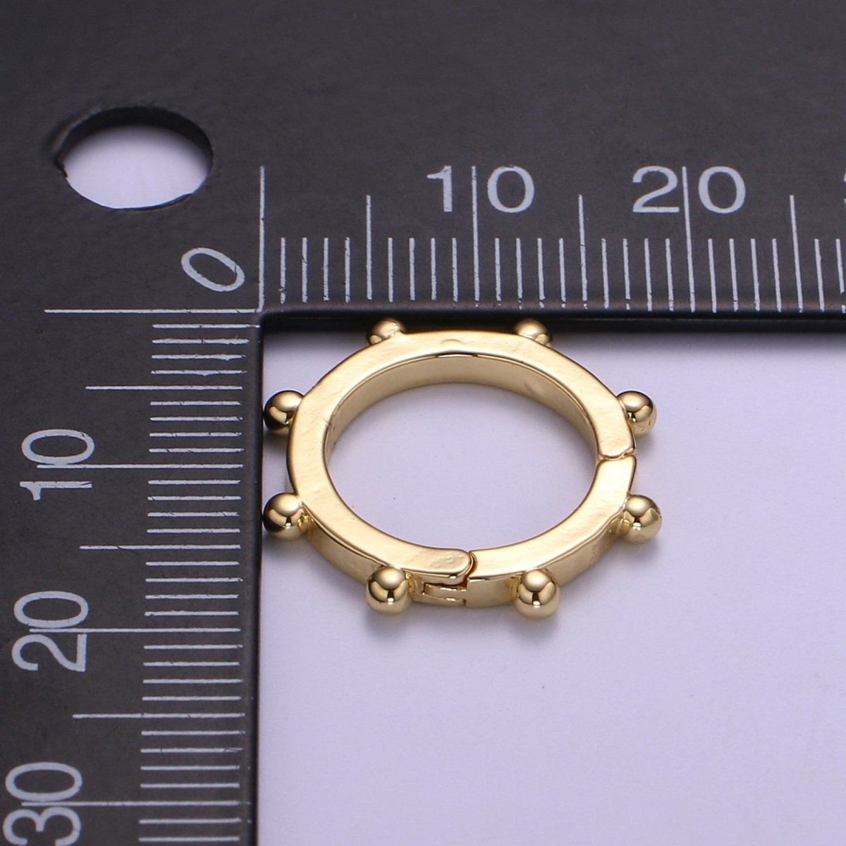 Nautical Gold Spring Gate Ring, 18 mm Ship Wheel Push Gate ring, Charm Holder Clasp for Connector, Wristlet Holder L-275