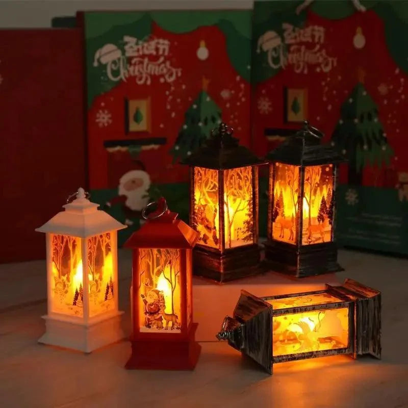 New Luxurious Christmas Ornament LED Lamp Desktop Hanging Santa Claus Elk Lantern Xmas Home Party Decoration Prop Lights Kids Gift