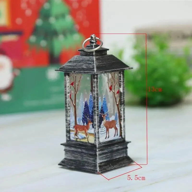 New Luxurious Christmas Ornament LED Lamp Desktop Hanging Santa Claus Elk Lantern Xmas Home Party Decoration Prop Lights Kids Gift