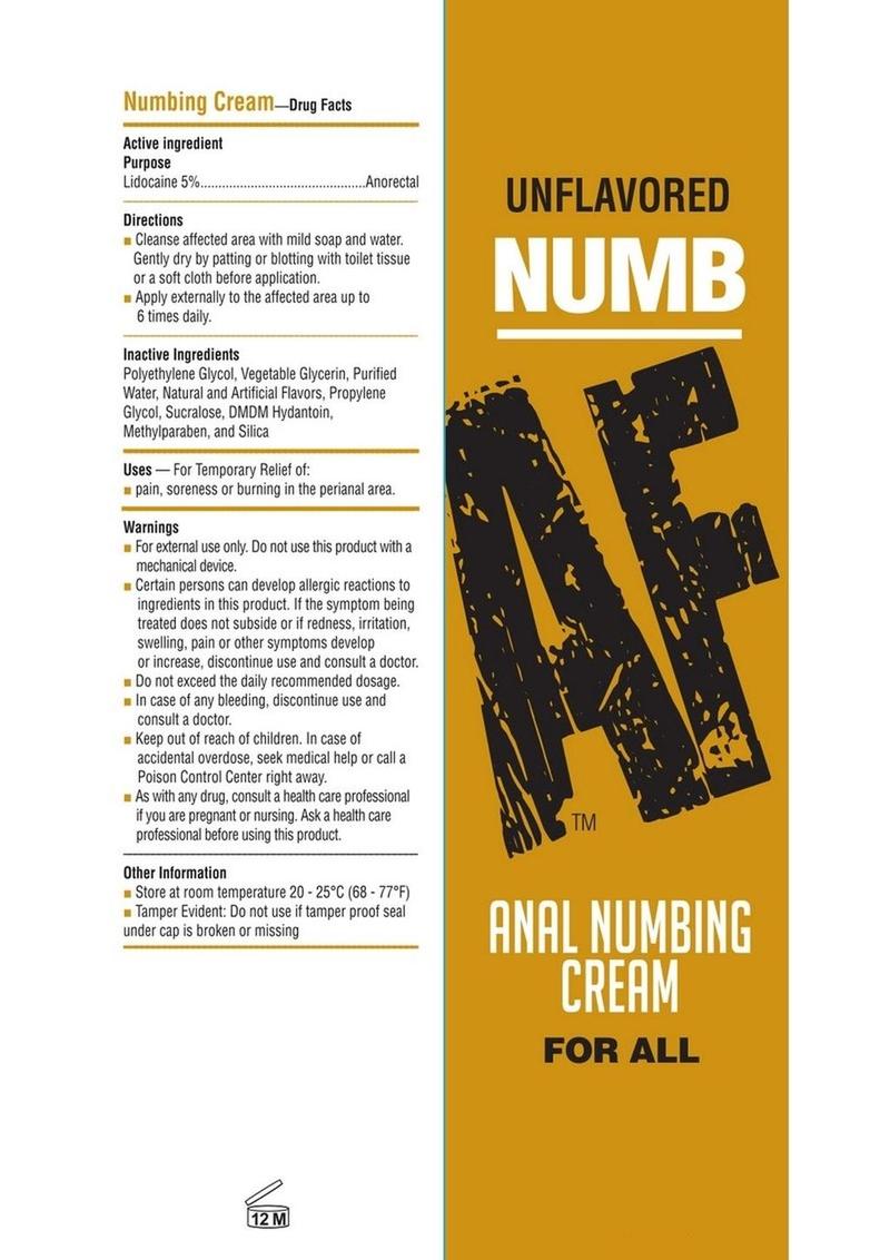 Numb AF Unflavored Anal Numbing Cream