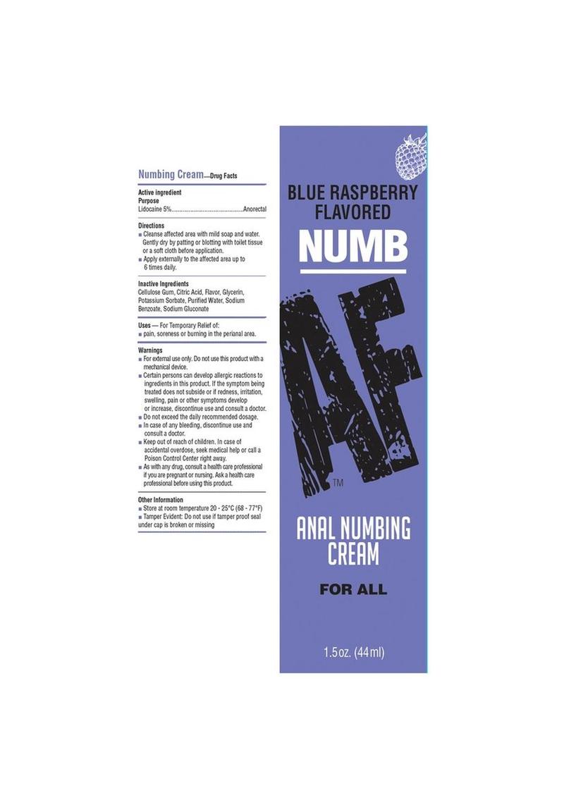 Numb AF Blue Raspberry Anal Numbing Cream For Comfort Anal Play