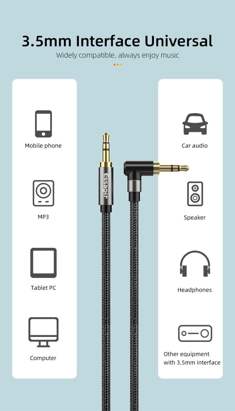 Nylon Braided 3.5mm AUX Cable Audio Jack For Speaker Headphones Car