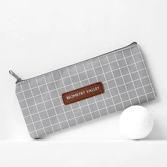 Office Simple Print Stationery Pencil Case Classic Design Pencil Pouch Simple Storage Bag