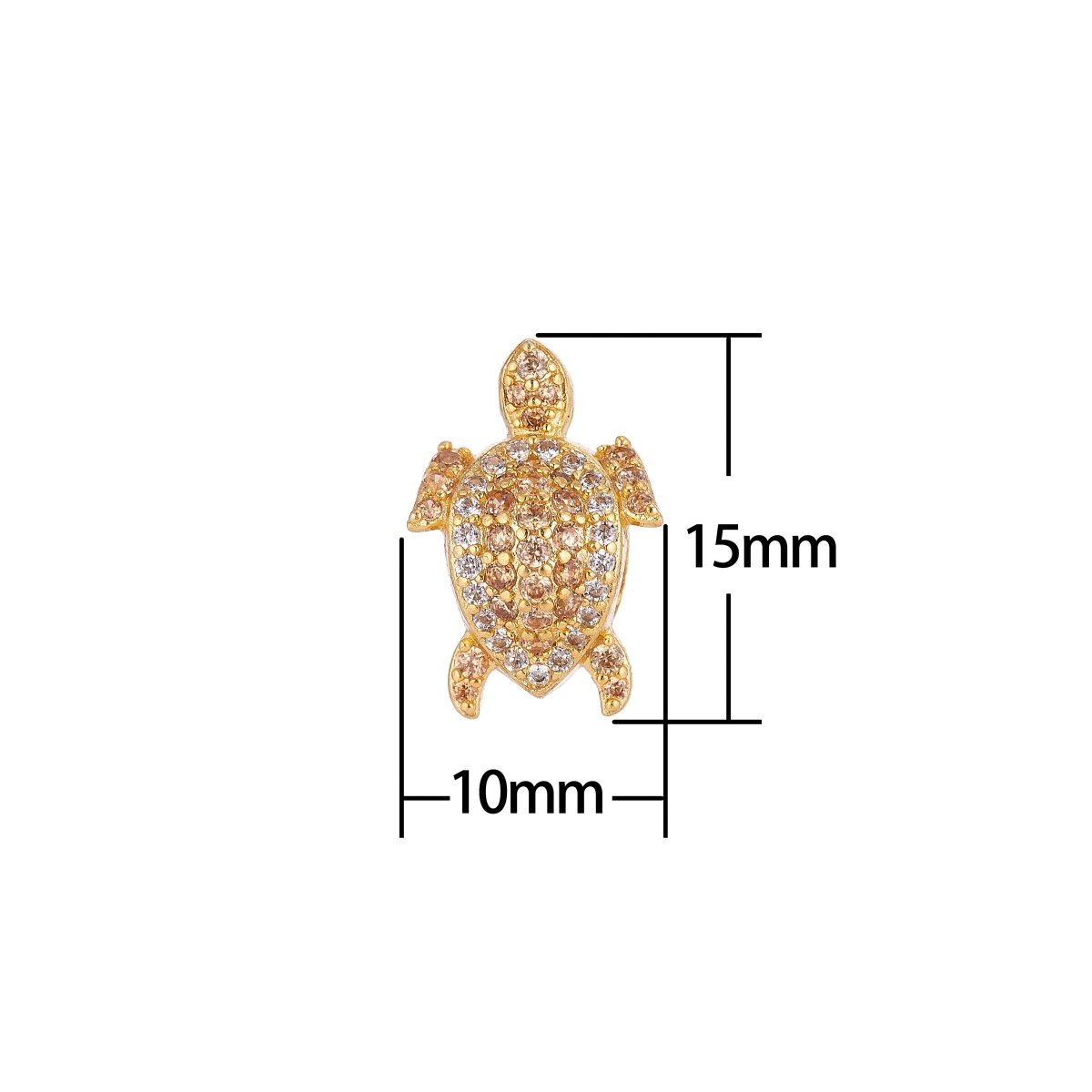 On Sale! CLEARANCE! 10mm Micro Paved Beach Turtle Gold Filled Spacer Bead | B-030