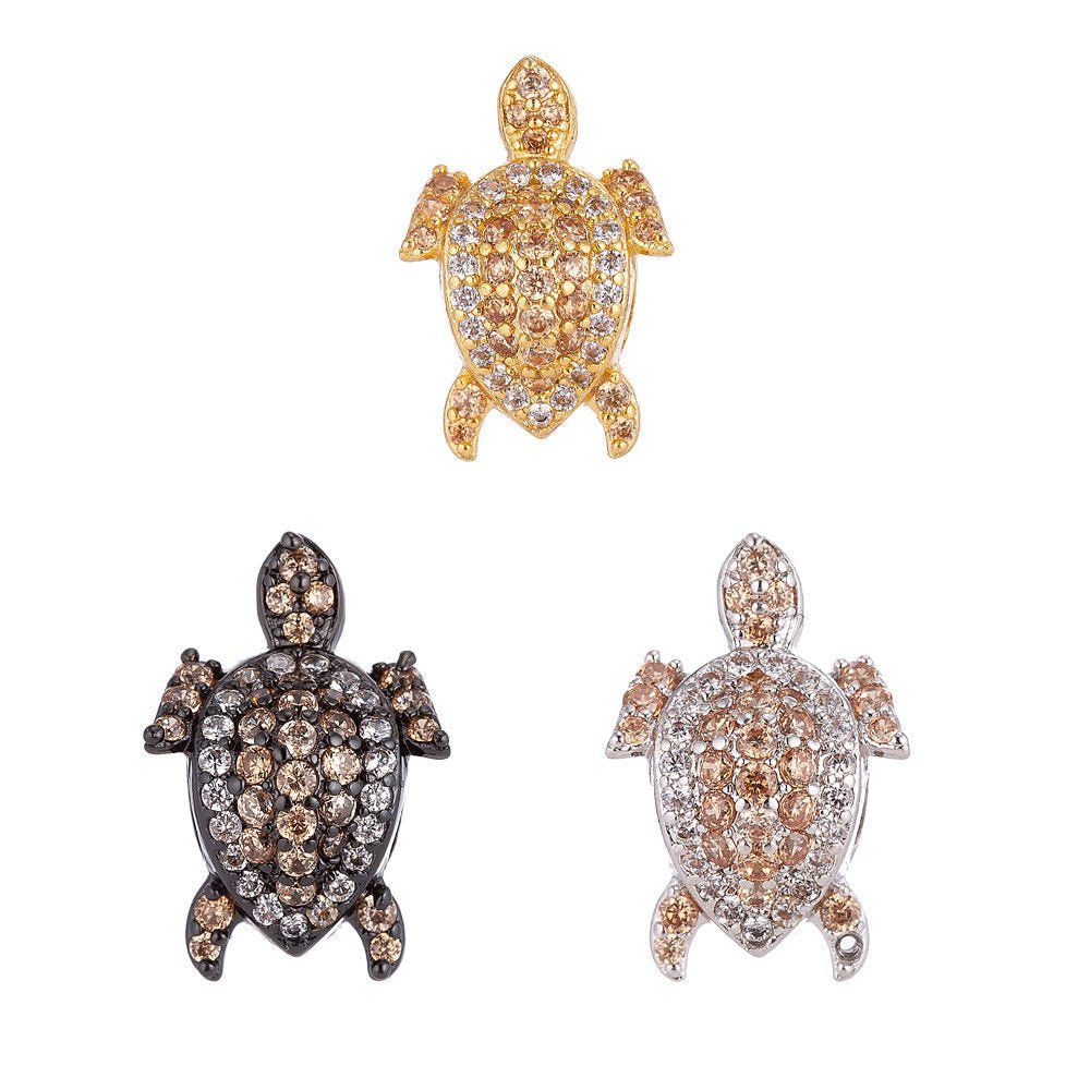 On Sale! CLEARANCE! 10mm Micro Paved Beach Turtle Gold Filled Spacer Bead | B-030