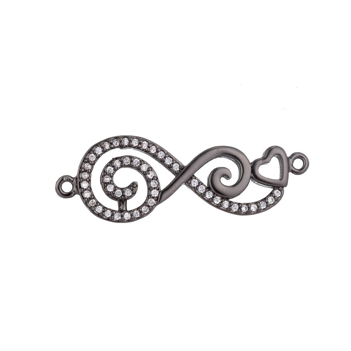 On Sale! CLEARANCE! 14K Gold Filled, Rose Gold, Silver, Black Gold Infinity Heart Charm CONNECTOR, Infinity Bracelet Connector Micro Pave For Bracelet Necklace, For Jewelry Making | F-152