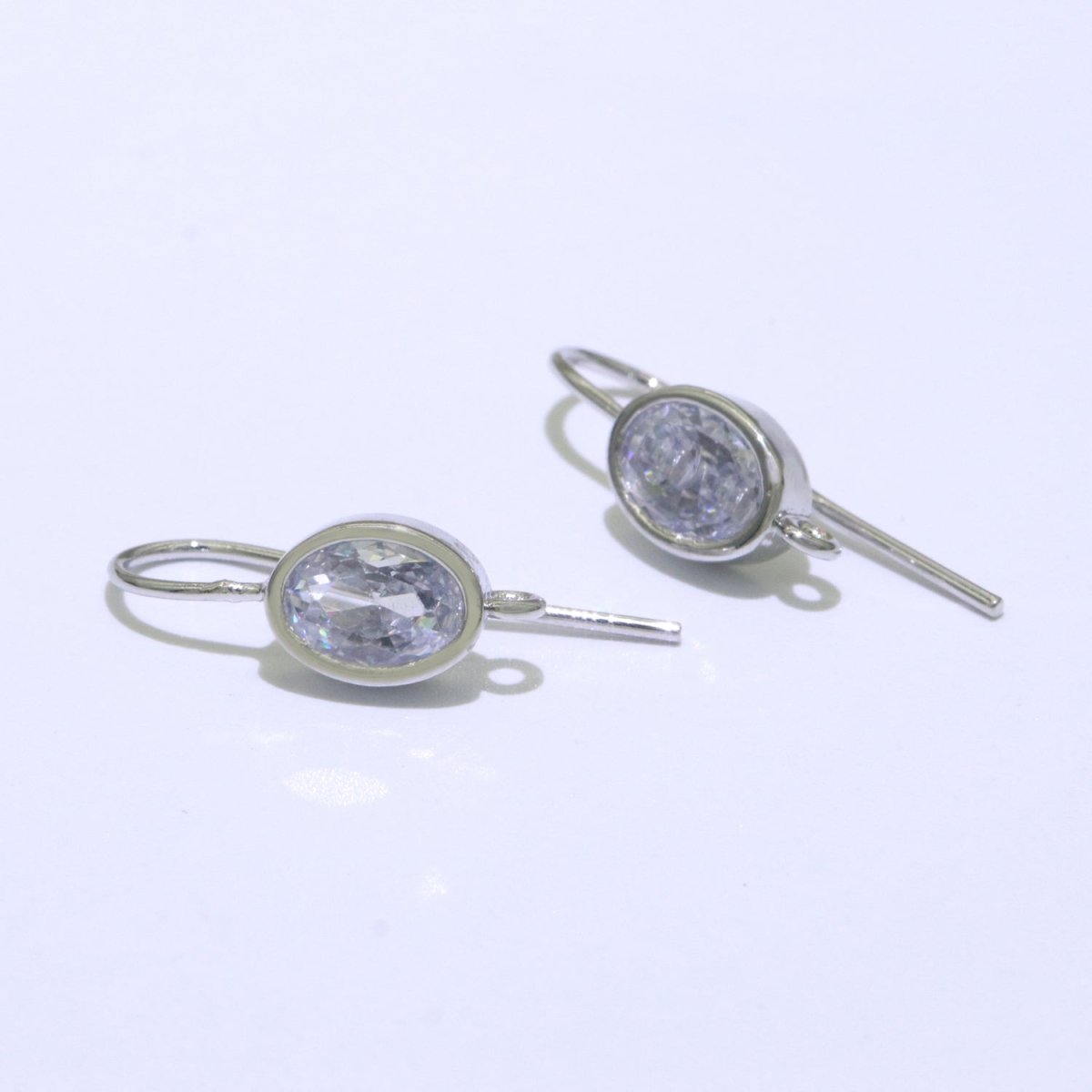 Open Link French Hook Earrings in Gold, Fish Hook Earring Eye CZ Earring Minimalist Jewelry Making Supply L-496 L-497