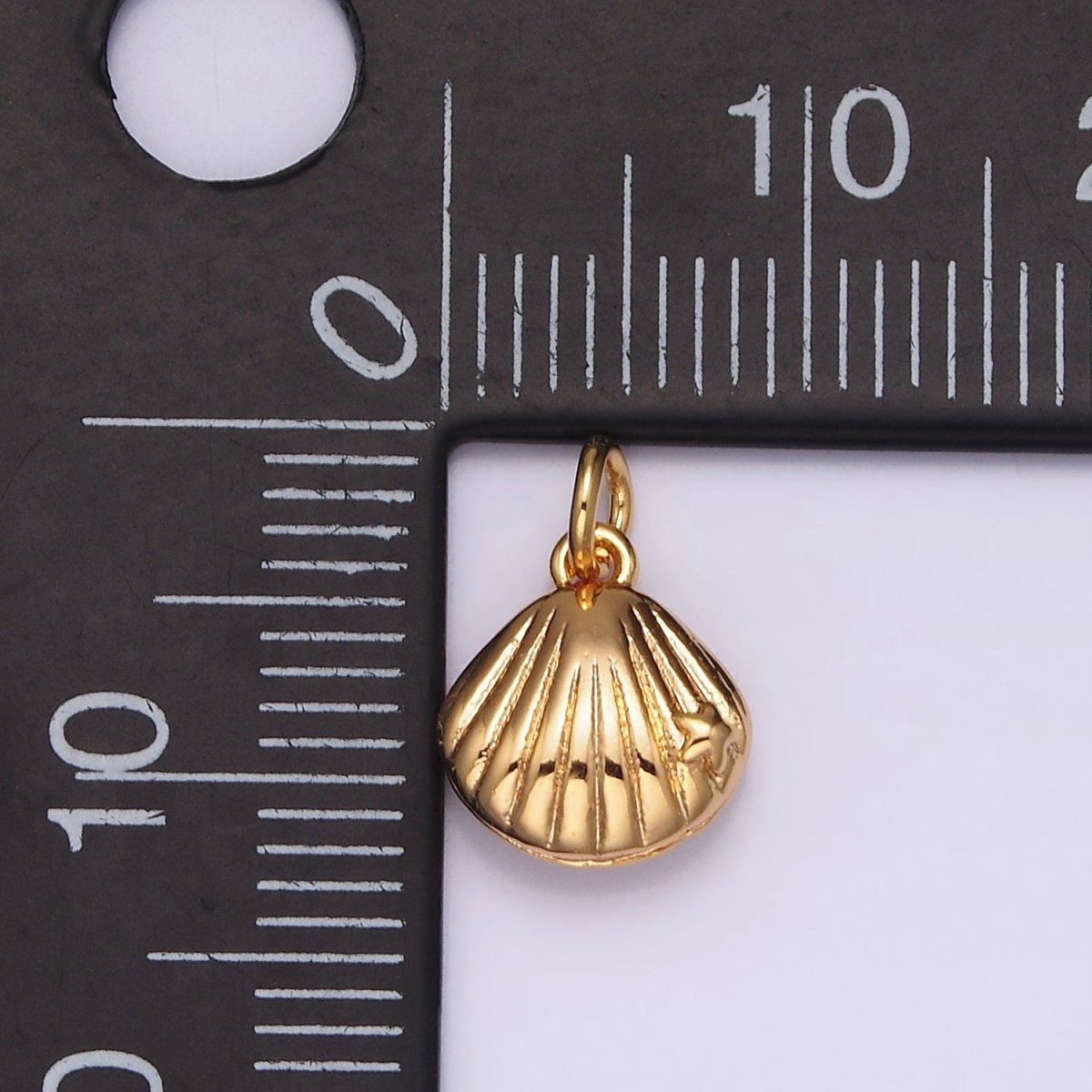 14K, 16K Gold Filled 8mm Sea Shell Line-Textured Add-On Charm | W482 AG012