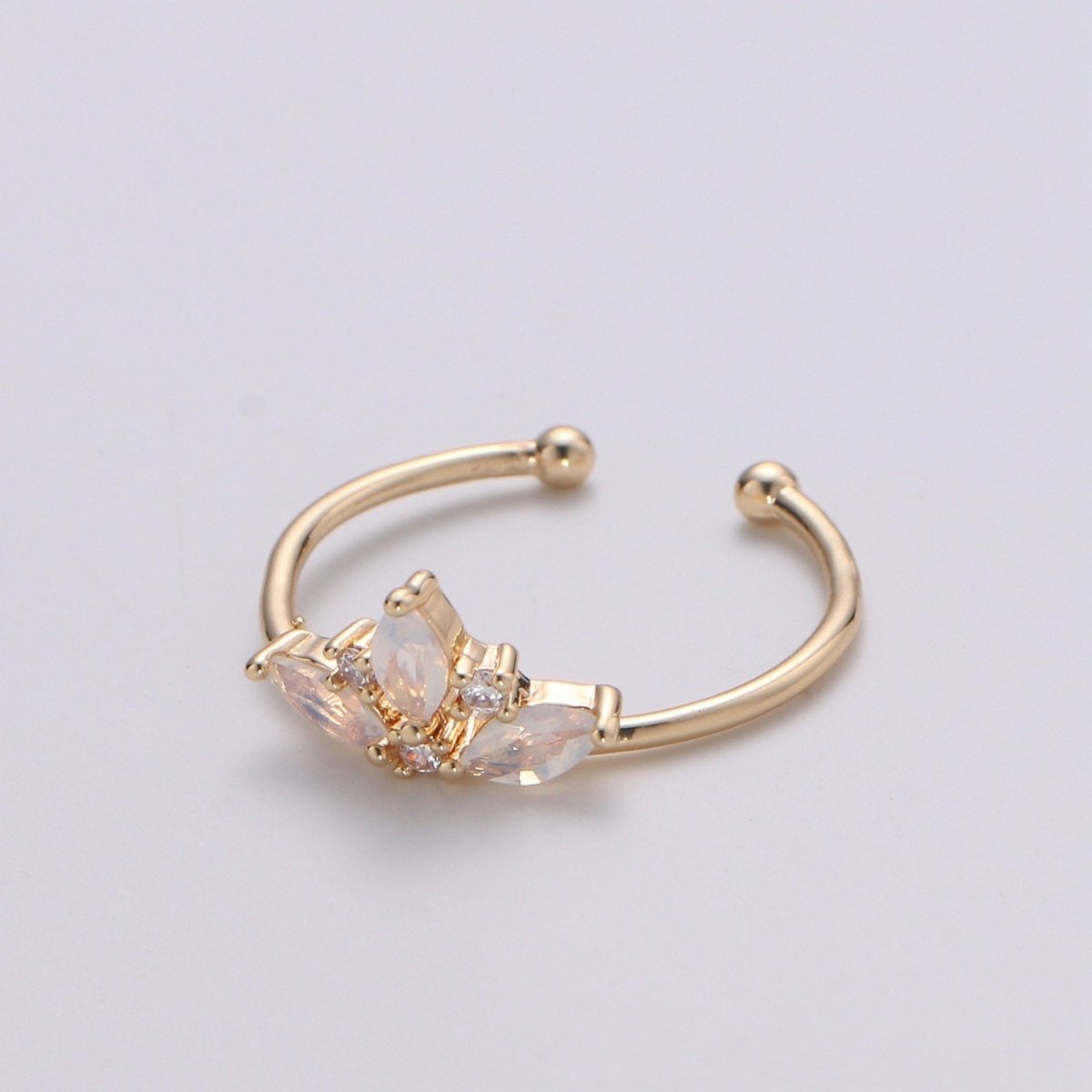 Triple Marquise Ring, Cz Ring, Crown Ring, Stacking Rings, Curved Ring, Birthday Gift for Her, Anniversary Gift, Crown Gold Ring Open Ring | R-124