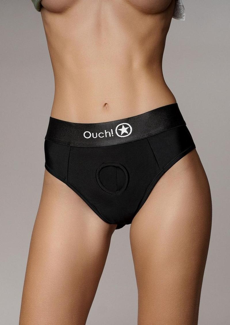 Ouch! Vibrating Strap-On Thong with Removable Rear Straps