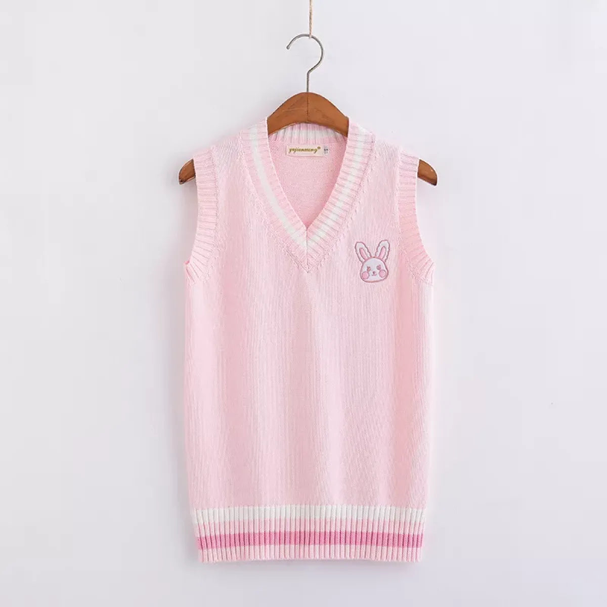 Kawaii Pink Pastel Bunny Vest Sweater