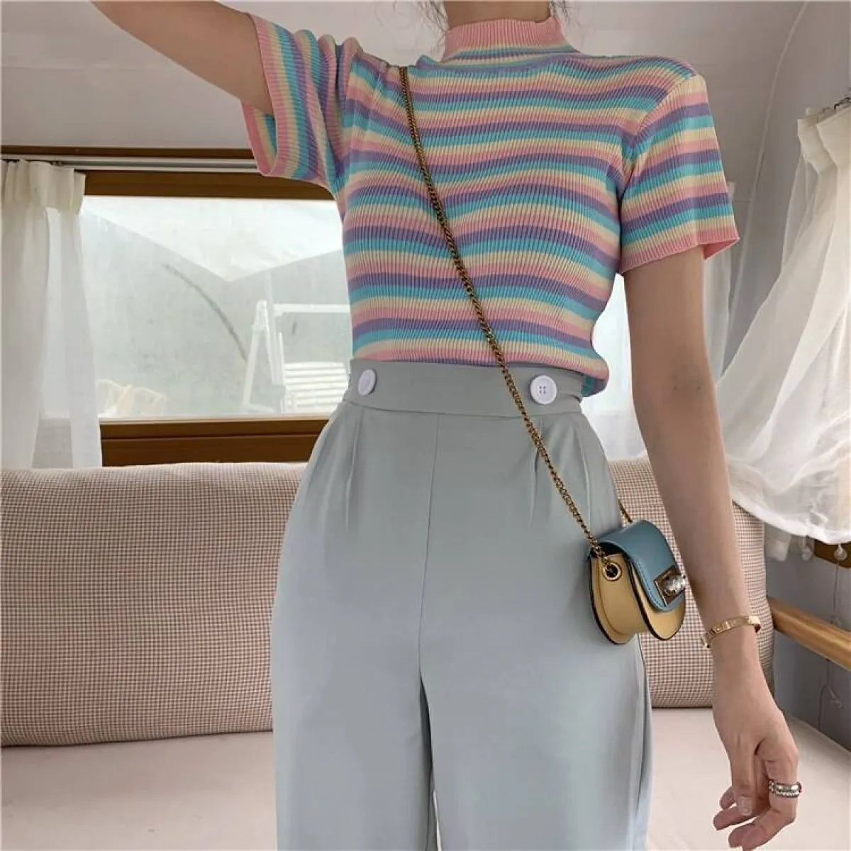 Pastel Striped Crop Top