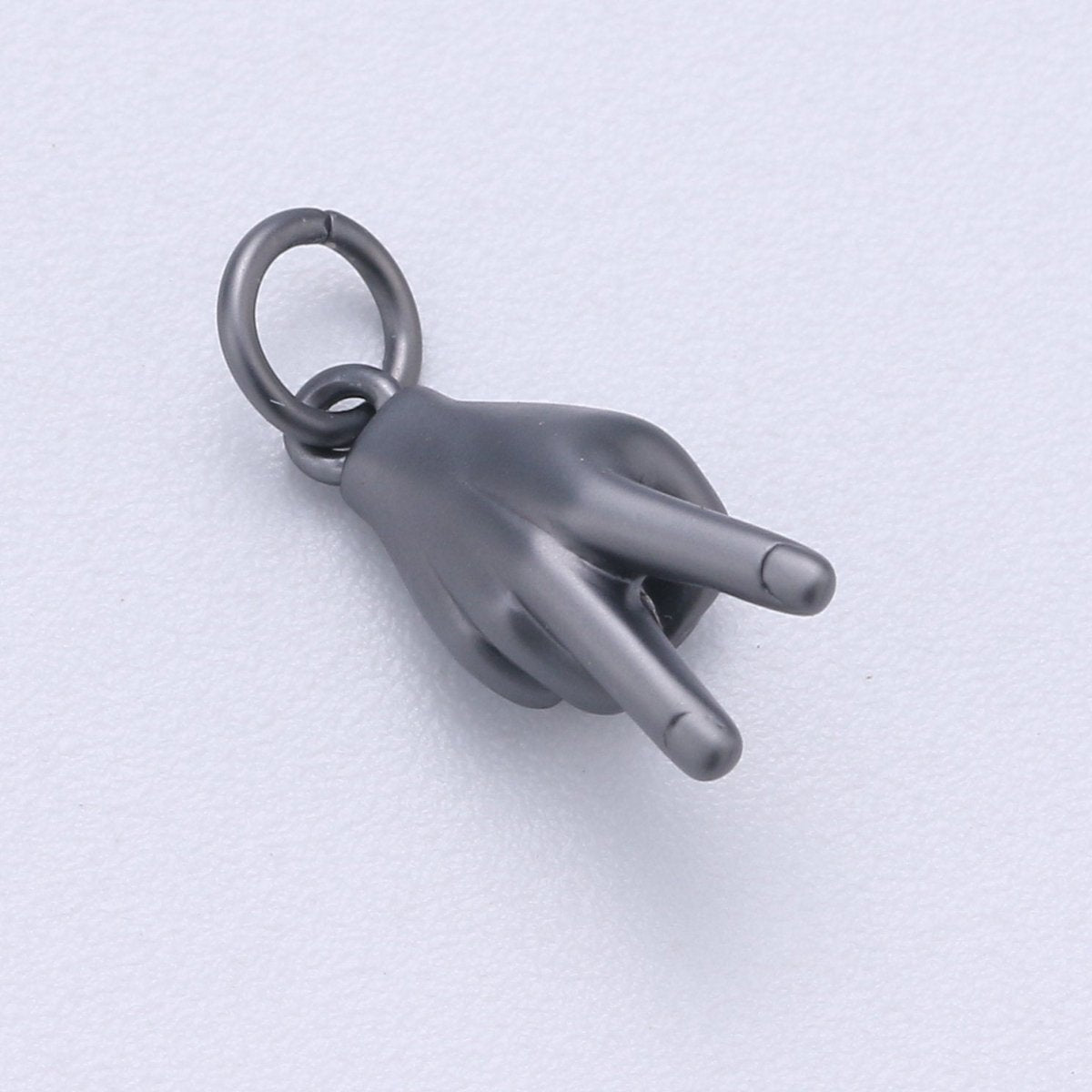24K Gold Filled Matte Peace Hand Gesture Symbol Charm in Gold, Silver, Black | C407