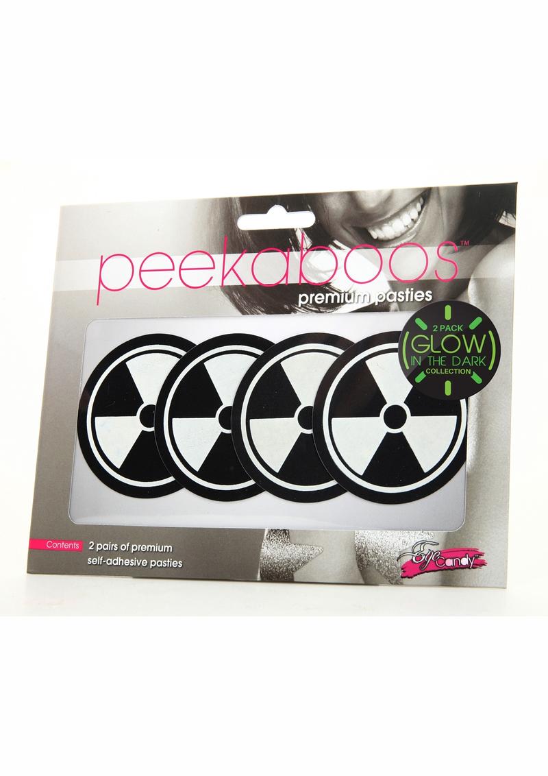 Peekaboos Glow in the Dark Hazmat Pasties Black Premium 2 Pairs